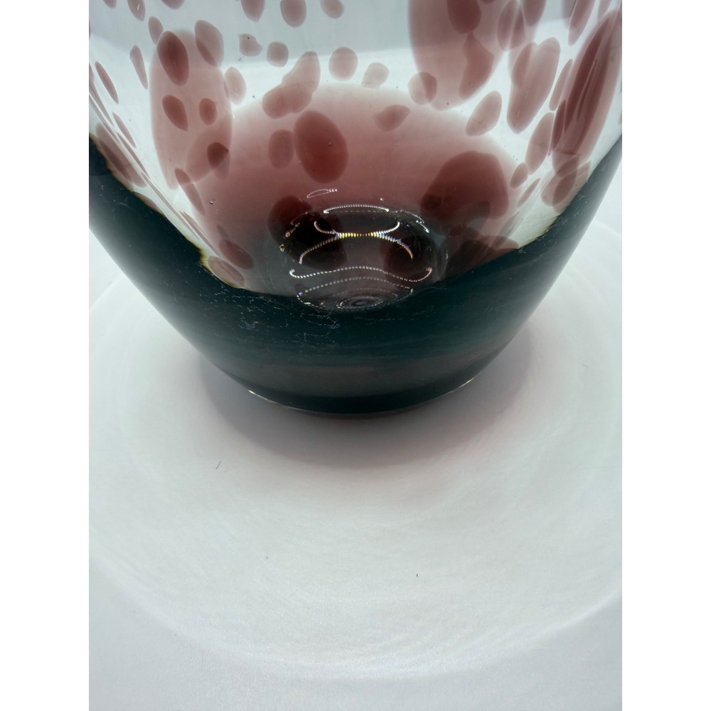 Handblown Art Glass Vase Purple Red Confetti Heavy Base 8.5" Modern Decor - Picture 9 of 11
